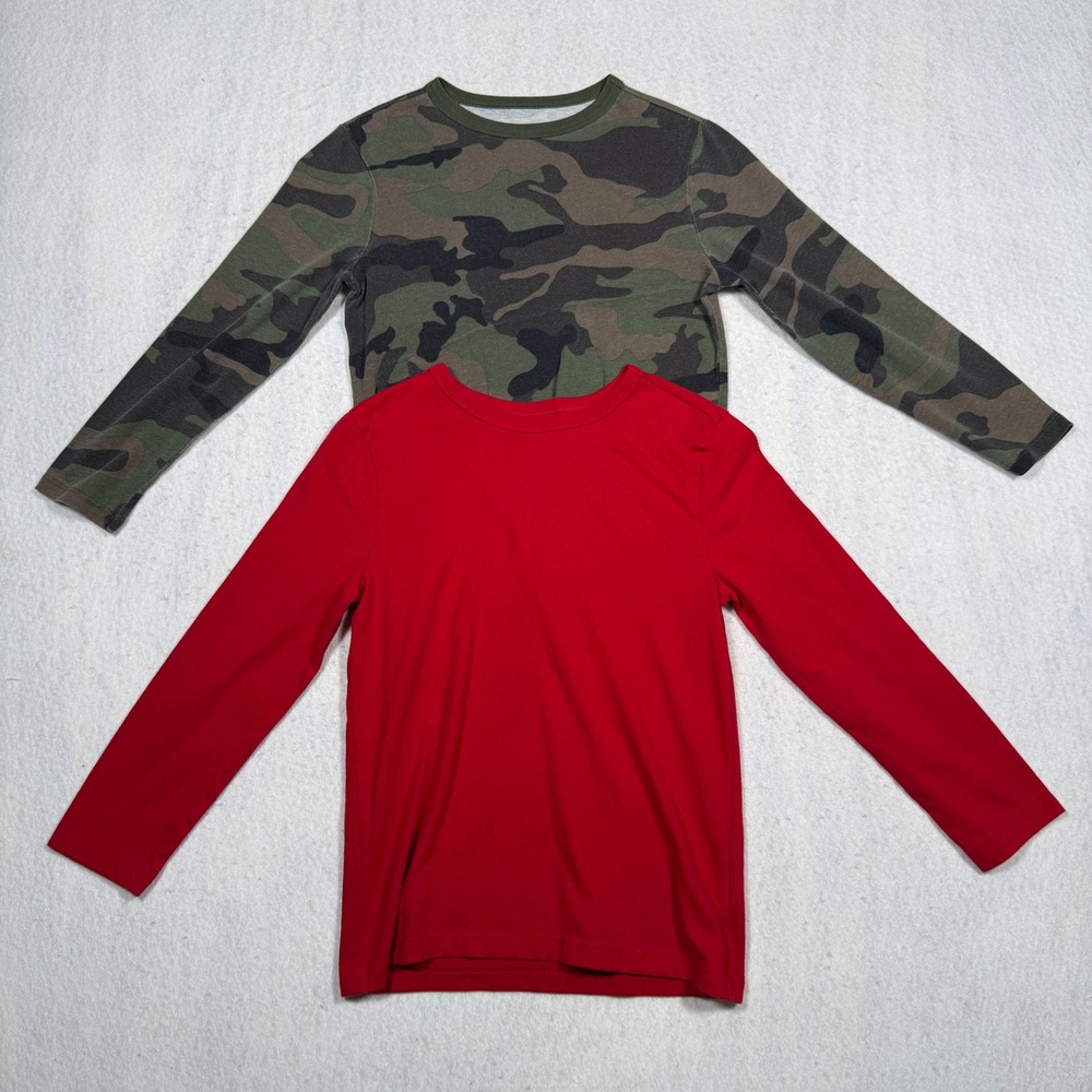 Wonder Nation Boys Long Sleeve T-Shirt 4 Pack Camo Black Blue Red Size M 8 - Picture 2 of 7